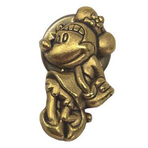 Vintage Disney Minnie Mouse Gold Tone Lapel Pin Brooch – 1990s Collectible